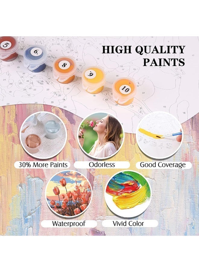 FDTY مجموعة أدوات الرسم الرقمي للمبتدئين البالغين، طلاء أكريليك سهل الاستخدام على قماش، مجموعة أدوات تزيين الجدران المنزلية 15.74*19.68 بوصة - Image 3